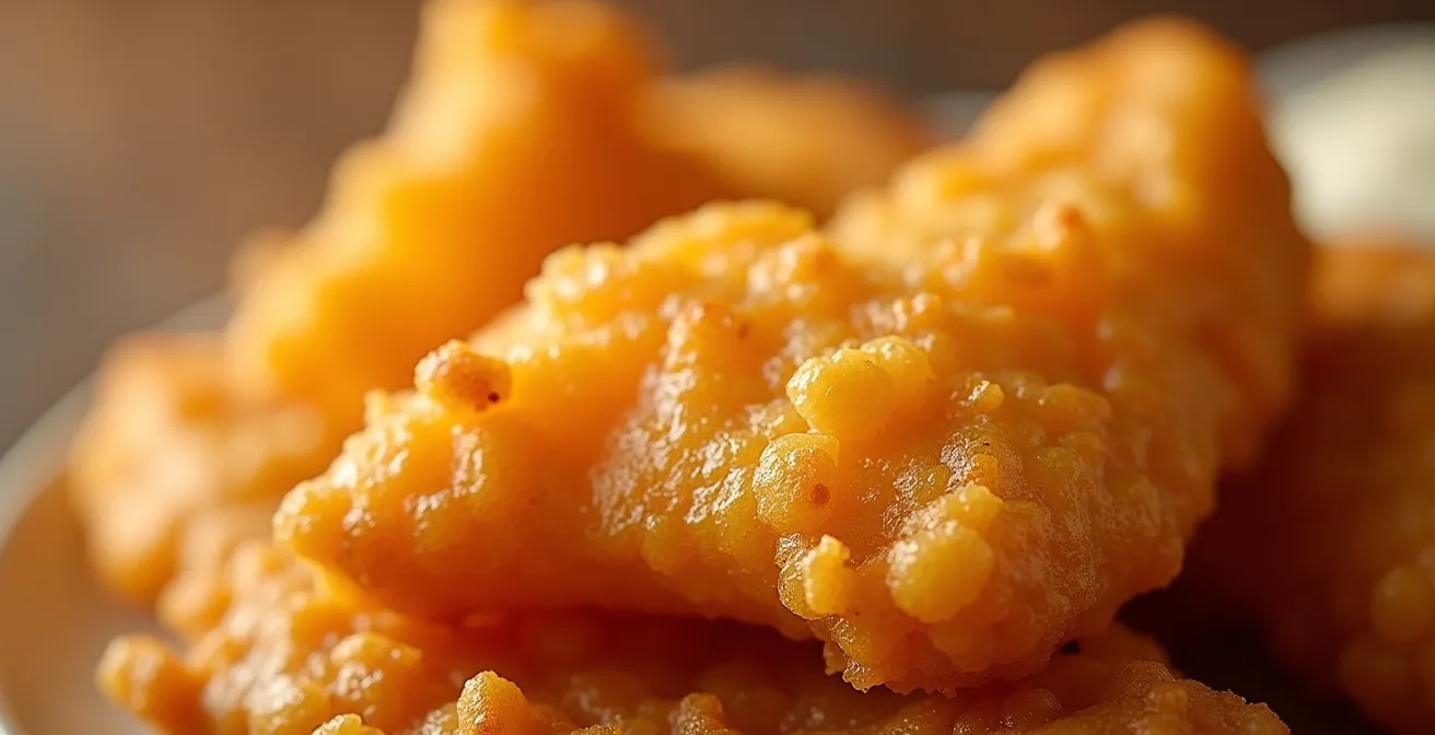 Detalle macro de pescaíto frito mostrando el color dorado uniforme sin motas oscuras