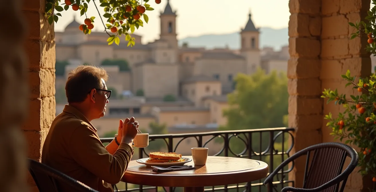 Vista panorámica del barrio de la Macarena con las murallas almohades al amanecer durante la primavera