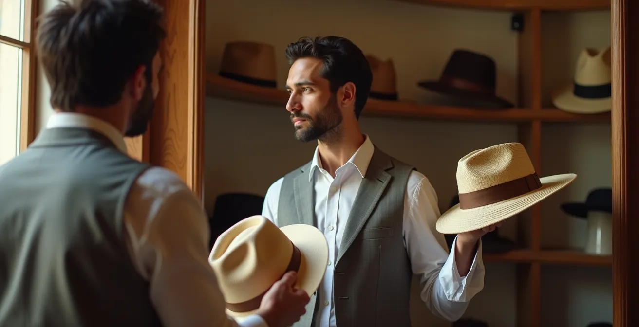 Comparación visual de proporciones de ala en sombreros Panamá para distintas estaturas