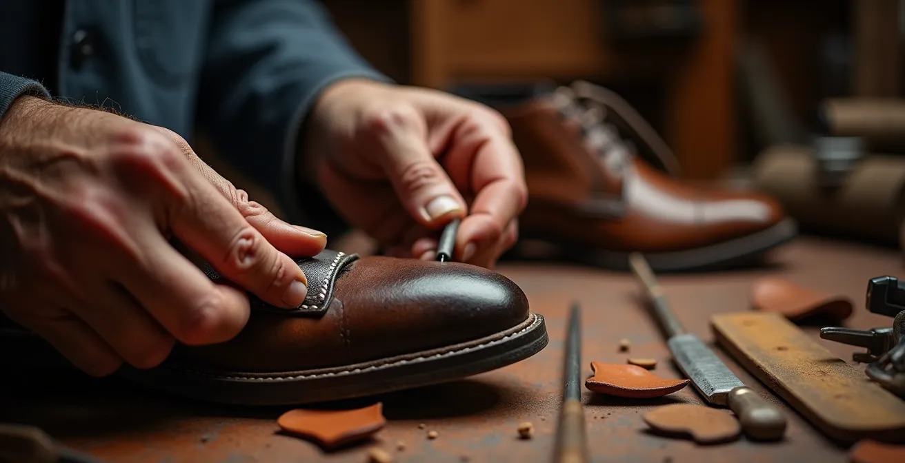 Vista lateral comparativa de tres tipos de suela mostrando costuras Blake y Goodyear