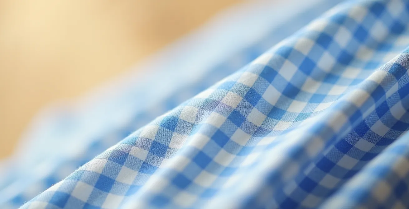 Detalle de camisa con micropatrón Vichy para verano