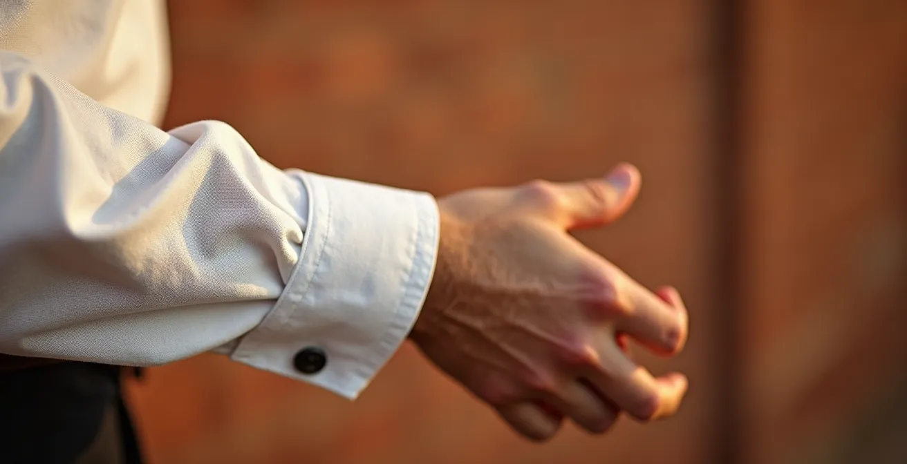 Brazo masculino con camisa de lino remangada estilo Maestranza